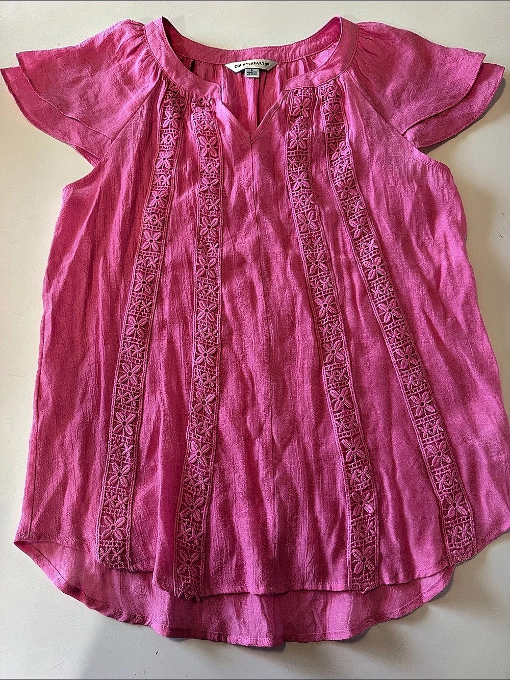 Counterparts Embroidered Tunic in Pink Size Small